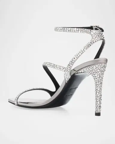 Alexander McQueen 90mm Skull Embellished Satin Ankle-Strap Sandals | Thumbnail 2