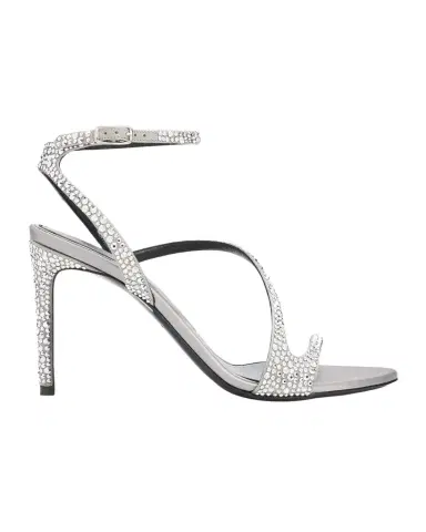Alexander McQueen 90mm Skull Embellished Satin Ankle-Strap Sandals | Thumbnail 1