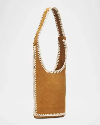 Veronica Beard Loop Small Whipstitch Suede Shoulder Bag | Thumbnail 3 Veronica Beard Loop Small Whipstitch Suede Shoulder Bag | Thumbnail 3