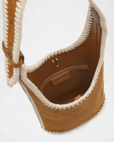 Veronica Beard Loop Small Whipstitch Suede Shoulder Bag | Thumbnail 4 Veronica Beard Loop Small Whipstitch Suede Shoulder Bag | Thumbnail 4