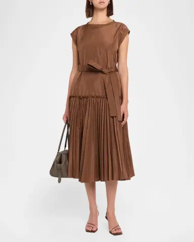 Kobi Halperin Logan Pleated Drop-Waist Midi Dress | Thumbnail 2