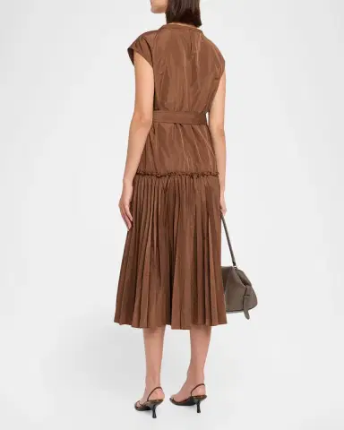 Kobi Halperin Logan Pleated Drop-Waist Midi Dress | Thumbnail 3