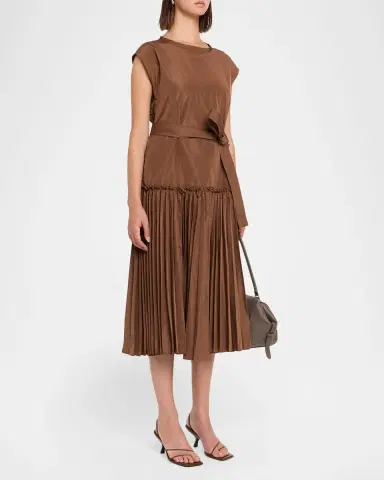 Kobi Halperin Logan Pleated Drop-Waist Midi Dress | Thumbnail 4