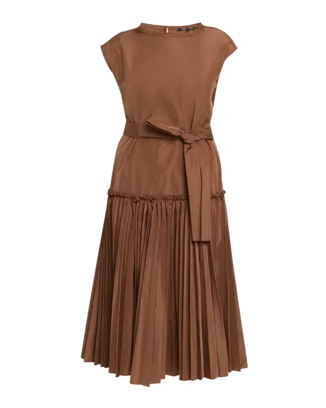 Logan Pleated Drop-Waist Midi Dress