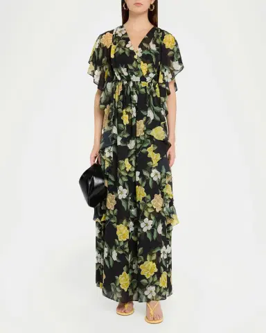 Ungaro Sylvie Ruffle Floral Chiffon Maxi Dress | Thumbnail 2