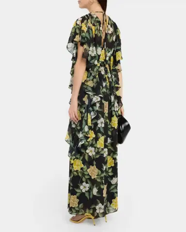 Ungaro Sylvie Ruffle Floral Chiffon Maxi Dress | Thumbnail 3