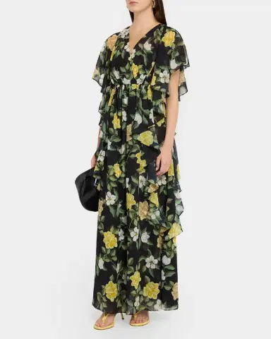 Ungaro Sylvie Ruffle Floral Chiffon Maxi Dress | Thumbnail 4
