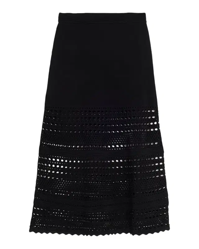 Westly Open-Stitch Midi Skirt