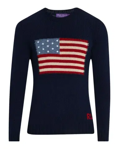 Ralph Lauren Purple Label Men's American Flag Cashmere Pullover Sweater | Thumbnail 1 Ralph Lauren Purple Label Men's American Flag Cashmere Pullover Sweater | Thumbnail 1