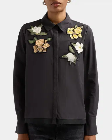 Ungaro Dylan Floral Applique Poplin Blouse | Thumbnail 5 Ungaro Dylan Floral Applique Poplin Blouse | Thumbnail 5