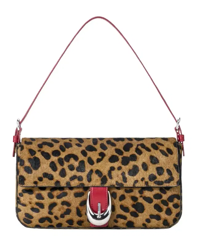 STAUD Harlow Printed Calf Hair Shoulder Bag