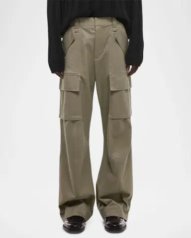 Helmut Lang Men's Chino Twill Wide Leg Cargo Pants | Thumbnail 4