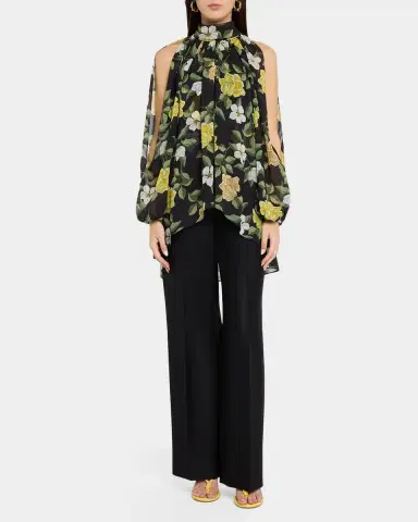 Ungaro Anabella Cape-Sleeve Floral Chiffon Blouse | Thumbnail 2 Ungaro Anabella Cape-Sleeve Floral Chiffon Blouse | Thumbnail 2