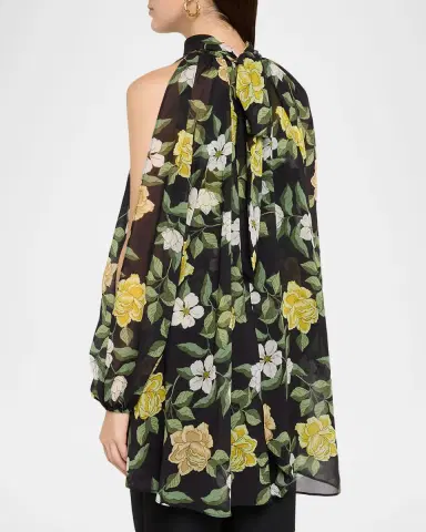 Ungaro Anabella Cape-Sleeve Floral Chiffon Blouse | Thumbnail 3 Ungaro Anabella Cape-Sleeve Floral Chiffon Blouse | Thumbnail 3