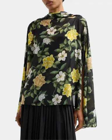 Ungaro Anabella Cape-Sleeve Floral Chiffon Blouse | Thumbnail 5 Ungaro Anabella Cape-Sleeve Floral Chiffon Blouse | Thumbnail 5