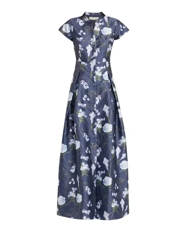 SACHIN BABI Marta Pleated Floral Mikado Gown