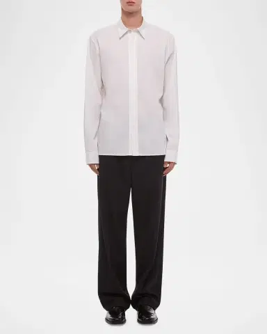 Helmut Lang Men's Wardrobe Covered-Placked Poplin Sport Shirt | Thumbnail 2 Helmut Lang Men's Wardrobe Covered-Placked Poplin Sport Shirt | Thumbnail 2