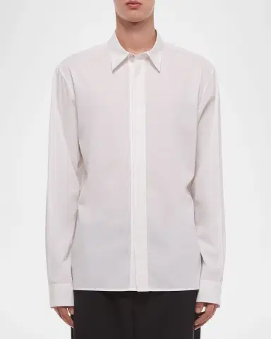 Helmut Lang Men's Wardrobe Covered-Placked Poplin Sport Shirt | Thumbnail 4 Helmut Lang Men's Wardrobe Covered-Placked Poplin Sport Shirt | Thumbnail 4