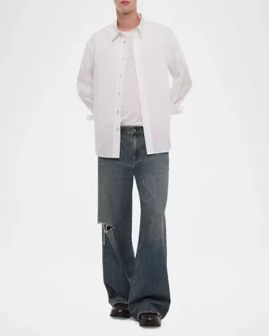 Helmut Lang Men's Wardrobe Covered-Placked Poplin Sport Shirt | Thumbnail 7 Helmut Lang Men's Wardrobe Covered-Placked Poplin Sport Shirt | Thumbnail 7