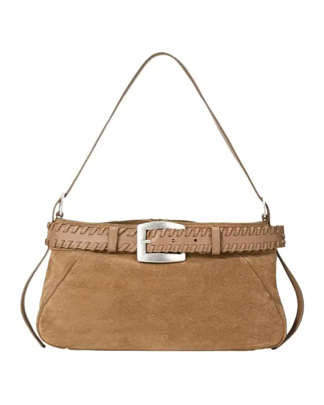 STAUD Brooklyn Buckled Suede Shoulder Bag