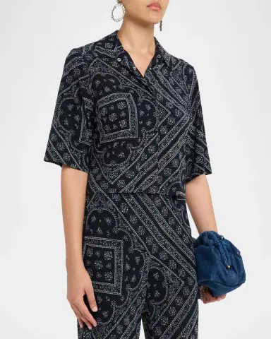 Veronica Beard Leandra Bandana-Print Top | Thumbnail 4