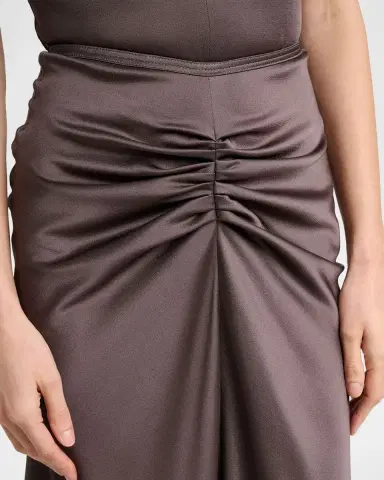 Victoria Beckham Gathered Waist Satin Midi Skirt | Thumbnail 3 Victoria Beckham Gathered Waist Satin Midi Skirt | Thumbnail 3