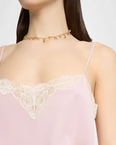 Chloé Drawstring Lace-Trim Silk Crepe De Chine Cami Top | Thumbnail 4