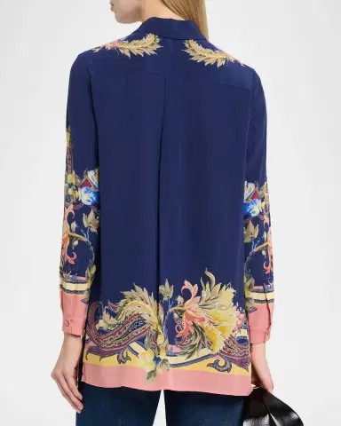 Etro Paisley-Print Silk Button-Down Tunic Shirt | Thumbnail 3 Etro Paisley-Print Silk Button-Down Tunic Shirt | Thumbnail 3