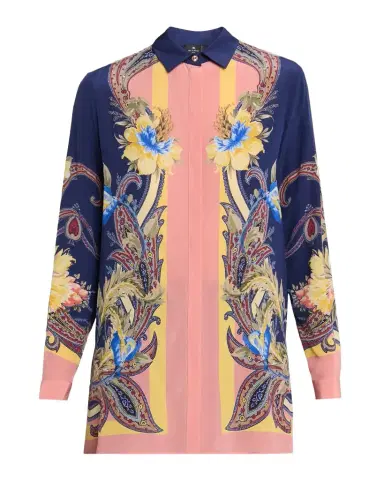 Etro Paisley-Print Silk Button-Down Tunic Shirt | Thumbnail 1 Etro Paisley-Print Silk Button-Down Tunic Shirt | Thumbnail 1