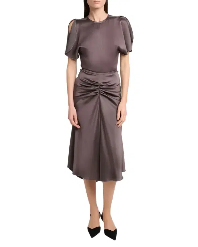 Victoria Beckham Draped Split-Sleeve Satin Blouse