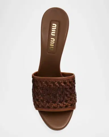 Miu Miu Woven Leather Stiletto Sandals | Thumbnail 4