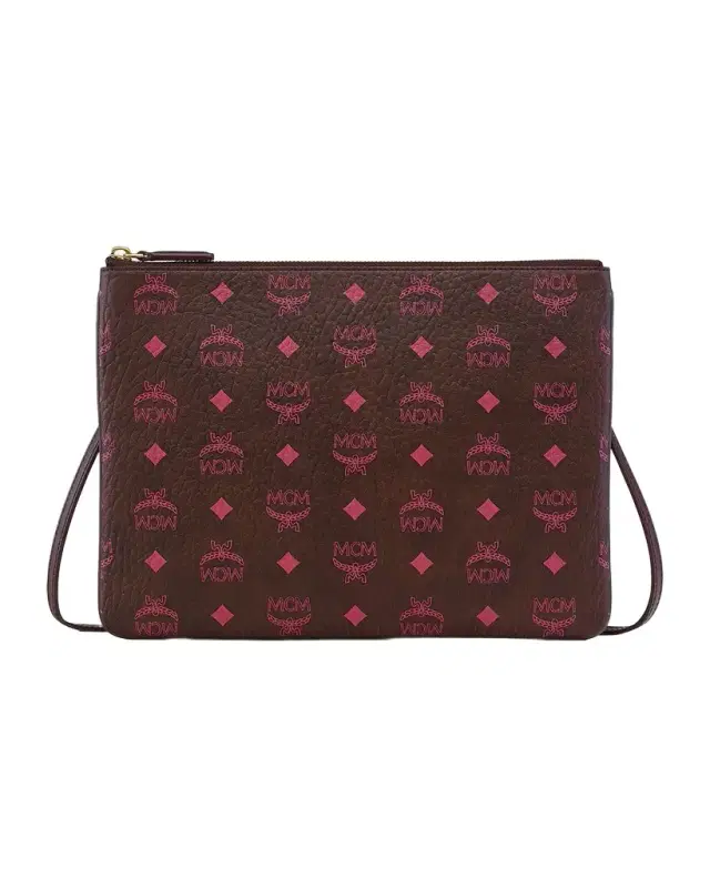 MCM Medium Aren Visetos Flat Crossbody Pouch Bag