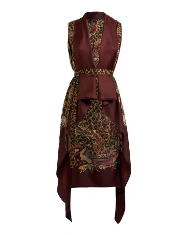 Etro Leopard & Avian Print Silk Foulard Vest | Thumbnail 3