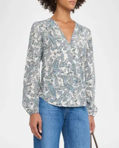 Veronica Beard Farah Paisley Long-Sleeve Blouse | Thumbnail 4 Veronica Beard Farah Paisley Long-Sleeve Blouse | Thumbnail 4