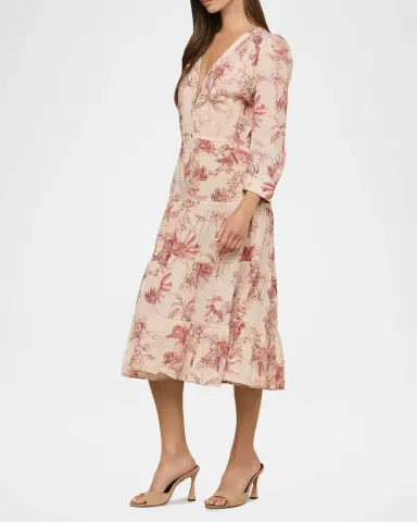 L'Agence Serafine Textured Toile Midi Dress | Thumbnail 5 L'Agence Serafine Textured Toile Midi Dress | Thumbnail 5