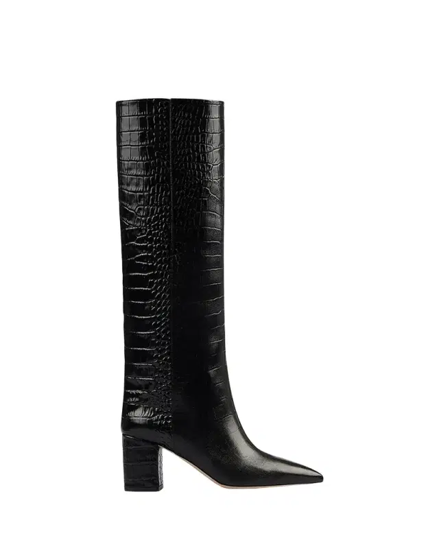 Paris Texas Anja Croco Block-Heel Knee Boots