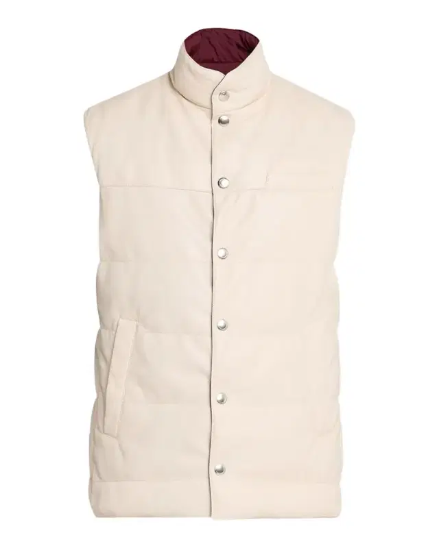 Brunello Cucinelli Men 's Reversible Leather and Nylon Quilted Vest