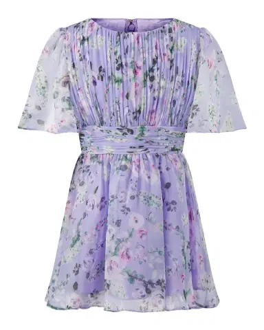 Mac Duggal Girl's Ruched Floral Mini Dress | Thumbnail 3 Mac Duggal Girl's Ruched Floral Mini Dress | Thumbnail 3