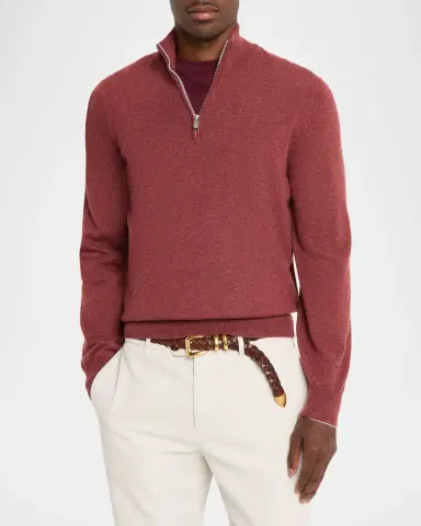 Brunello Cucinelli Men's Cashmere Quarter-Zip Sweater | Thumbnail 4 Brunello Cucinelli Men's Cashmere Quarter-Zip Sweater | Thumbnail 4