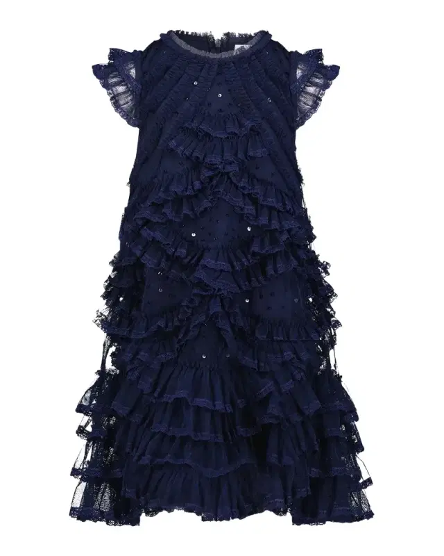 Mac Duggal Girl 's Sequined Ruffle Dress, Size 4-