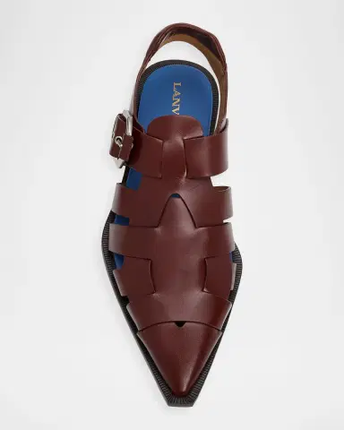 Lanvin Men's Leather Pointed-Toe Gladiator Sandals | Thumbnail 6 Lanvin Men's Leather Pointed-Toe Gladiator Sandals | Thumbnail 6