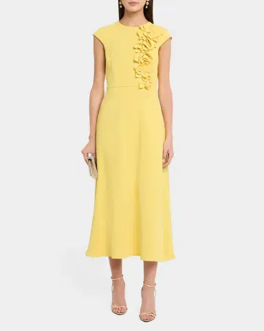BADGLEY MISCHKA Floral Applique Stretch Crepe Midi Dress | Thumbnail 2