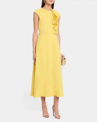 BADGLEY MISCHKA Floral Applique Stretch Crepe Midi Dress | Thumbnail 4