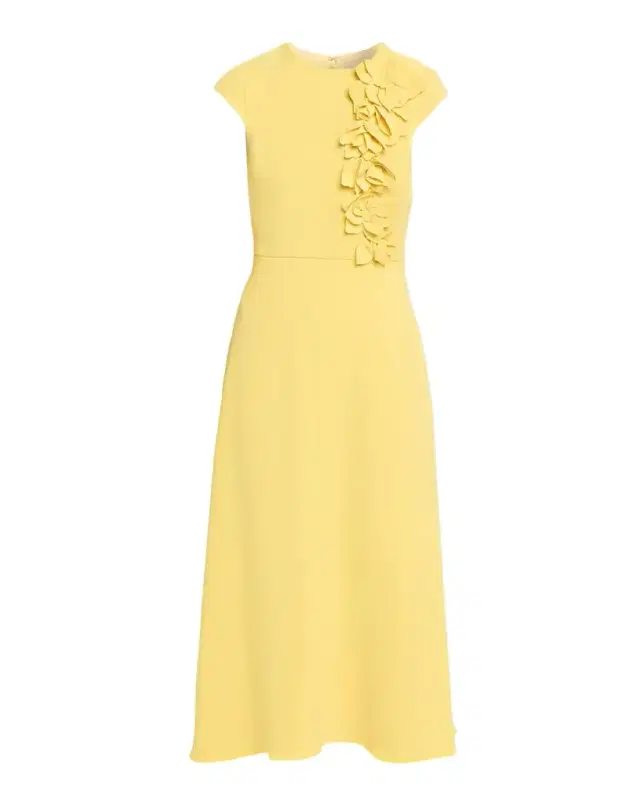 Badgley Mischka Floral Applique Stretch Crepe Midi Dress