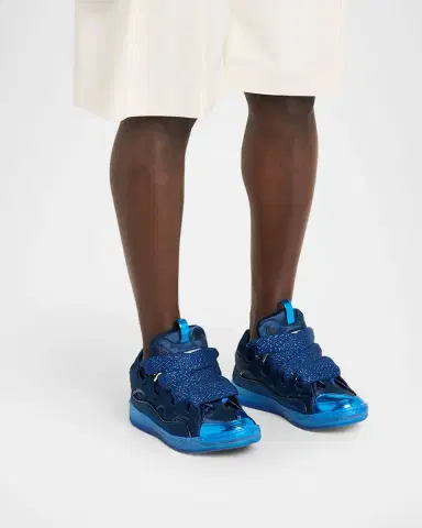 Lanvin Men's Curb Satin Leather Oversized Sneakers | Thumbnail 2