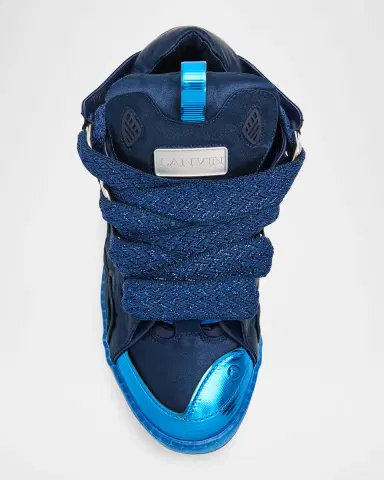 Lanvin Men's Curb Satin Leather Oversized Sneakers | Thumbnail 6
