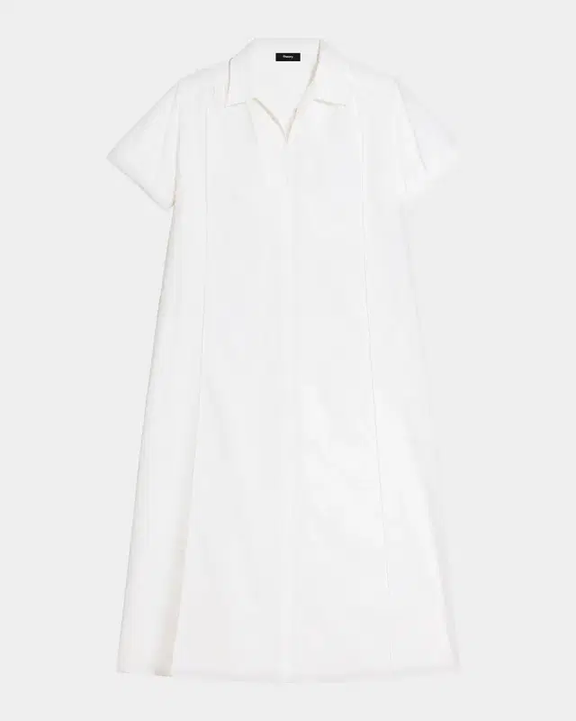 Short-Sleeve Poplin Popover Maxi Dress