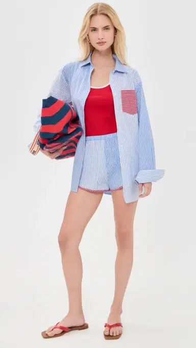 Solid & Striped The Lester Shorts Colorblock Marina Blue Stripe | Thumbnail 5