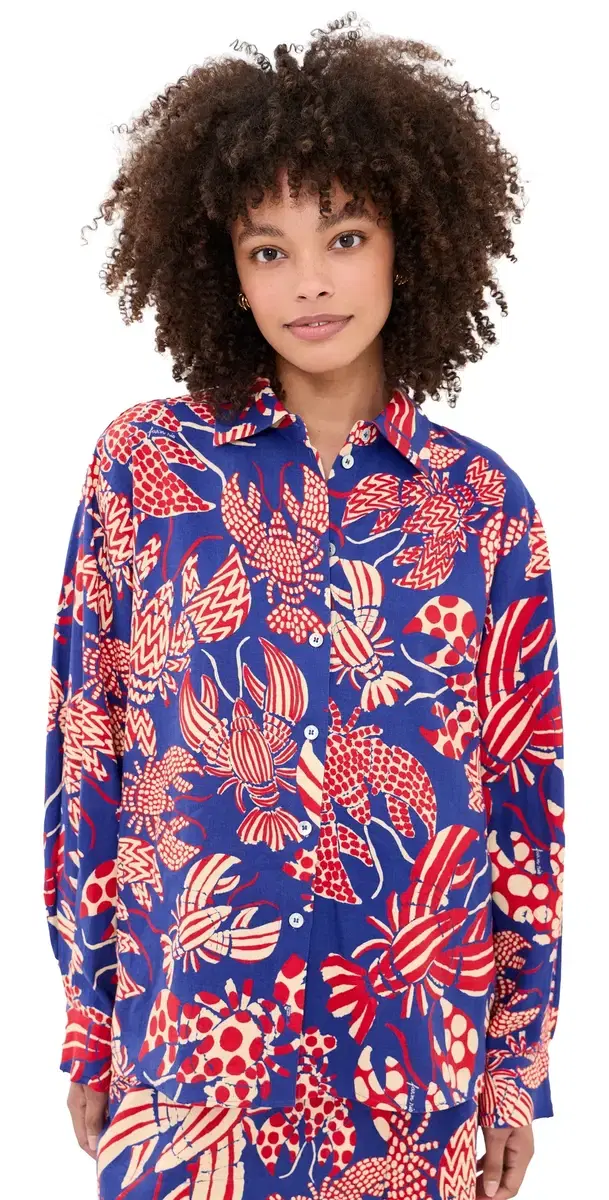 obster Button Down Shirt Red/Blue