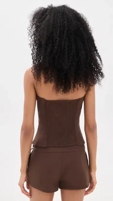 SEVEN WONDERS Rhiannon Shirred Top Chocolate | Thumbnail 3
